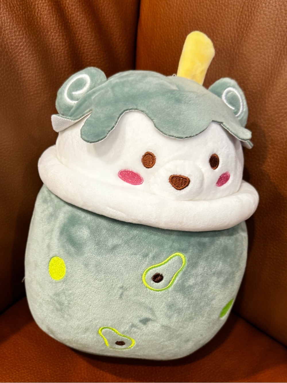 Plush Avocado Drink Stuffed Animal - Green 8” squismallow like toy